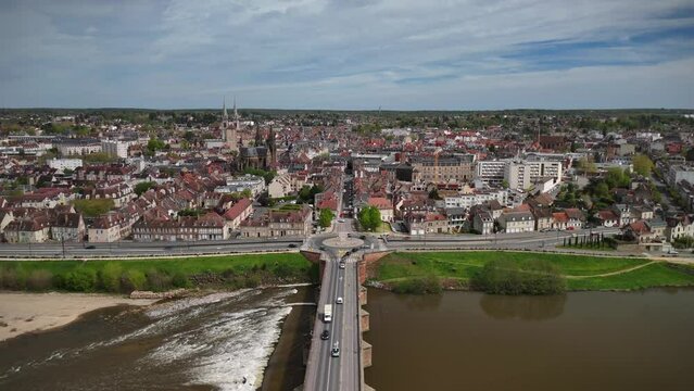 Aerial View Over Moulins, Allier, Central France
