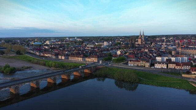 Aerial View Over Moulins, Allier, Central France
