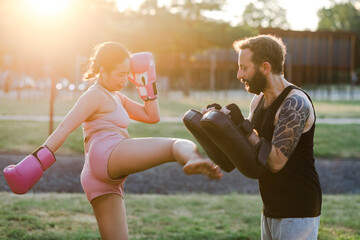 Muay Thai Training outside close to Berlin Wall