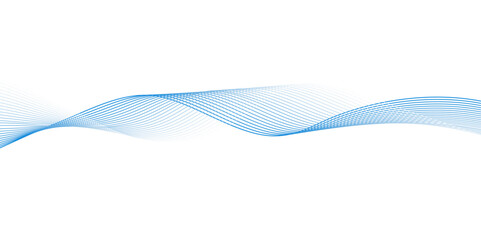 Abstract blue smooth wave on a white background. Dynamic sound wave. Design element. Vector illustration.
