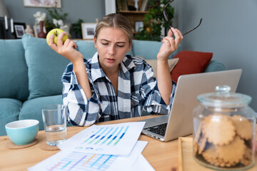 Young freelance business finance woman has a problem with attention deficit disorder (ADHD), she...