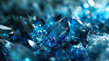 Abstract Blue Crystal Textured Background - obrazy, fototapety, plakaty