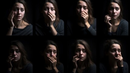 The Silent Performance, an actor communicates a complex range of emotions and experiences through subtle gestures, facial expressions, and body language, Generated AI  - obrazy, fototapety, plakaty