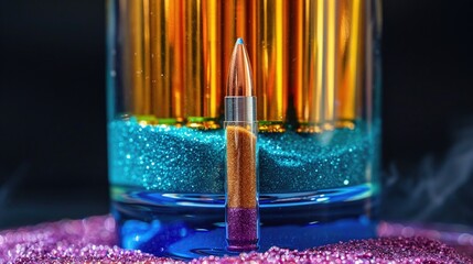 Bullet in Colored Sand Visual Metaphor for Peace - obrazy, fototapety, plakaty