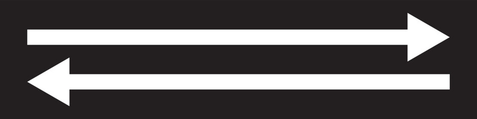White horizontal long straight arrow signs. Left Right Arrow icon. Double horizontal arrow icon. Browse Horizontal Two Way Arrow Icons. Straight long dual arrow vector icon. 11:11