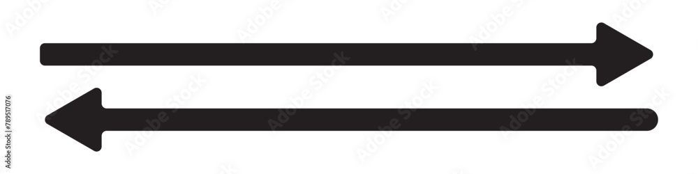Poster horizontal long straight arrow signs. left right arrow icon. double horizontal arrow icon. browse ho
