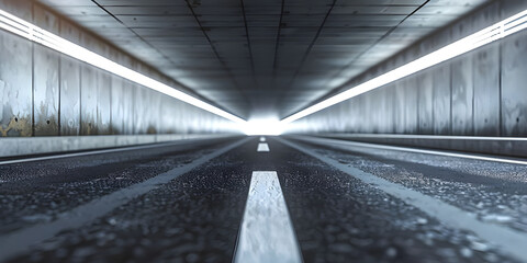 Architectural tunnel on highway with empty asphalt road background - Ai Generated