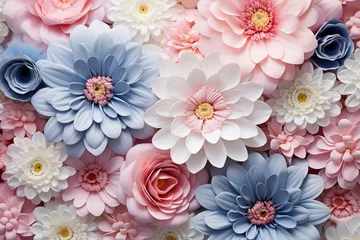 Foto op Canvas Composition of many pastel flower blossoms background and pattern © kenkuza