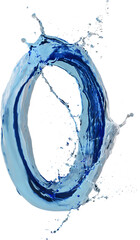 透明な背景に分離された青い水のしぶき