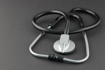 Black Stethoscope on Black Background