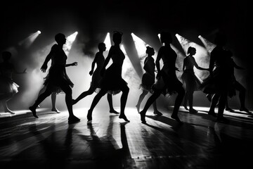 Ballet Shadows on Illuminated Stage