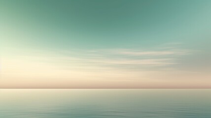 Clear blue sky sunset with horizon on calm ocean seascape background. Picturesque generative ai