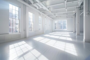 Clean Modern Room with Sunlight Casting Shadows on Floor