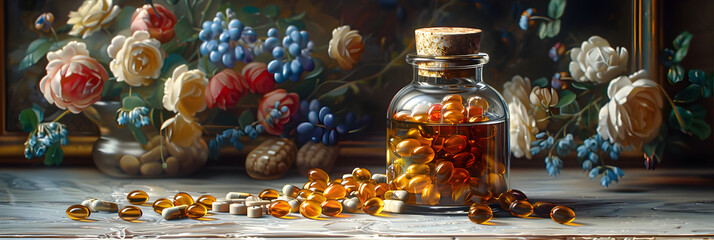 Medications 8k Still Life with Oil,
Yalda night decoration table
