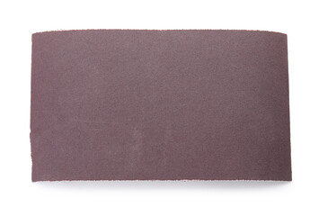 One sheet of sandpaper isolated on white, top view