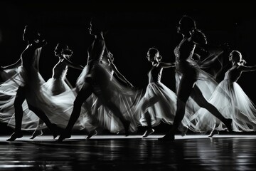 Artistic Dance Silhouettes in Motion, Theatrical Lighting