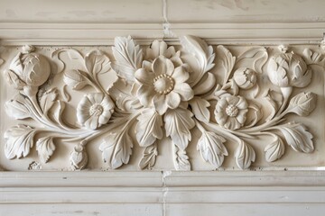 Elegant Floral Plaster Relief Wall Decoration