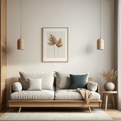 Modern Living Room Poster Mockup: House Background Interior Design