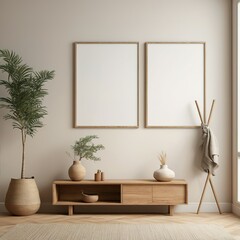 Modern Living Room Poster Mockup: House Background Interior Design