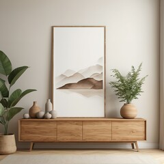 Modern Living Room Poster Mockup: House Background Interior Design