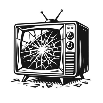 broken tv black and white clip art preview