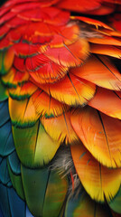 A colorful feather with a rainbow of colors. The feather is very detailed and has a lot of different colors