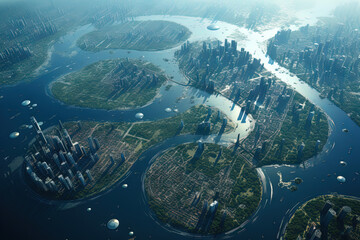 Earth horizon view from space. Satellite or plane view of the planet from stratosphere.