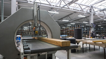 stretch film packaging machine in production