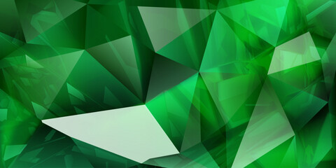 Abstract background of crystals in green colors with highlights on the facets and refracting of light