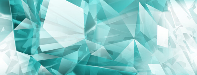 Abstract background of crystals in light blue colors with highlights on the facets and refracting of light