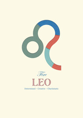 Fototapeta premium Leo colorful 3D cutout effect poster ready to print