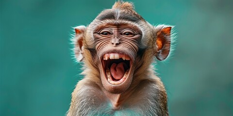 Cute monkey smiling laughing in front of camera