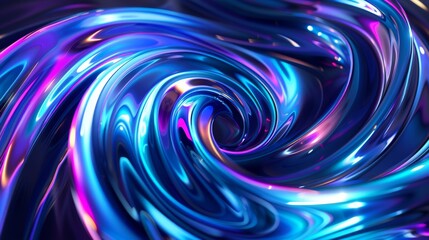 Vibrant blue, purple, and turquoise swirls intertwining in a mesmerizing dance of color against a dark background, creating a dynamic and eye-catching 3D render