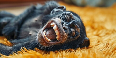 Cute monkey smiling laughing in front of camera