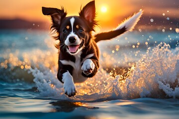 puppy playing in the sea.
Generative ai.