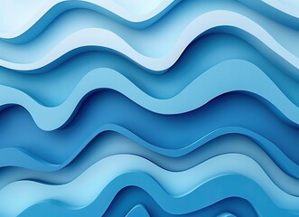 Obraz premium Blue gradient waves. 3D wavy shapes abstract background flowing modern canvas design in curve shapes style. Rhythmic texture for background, technology themes or wallpaper