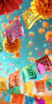 Colorful Paper Decorations Hanging From Ceiling