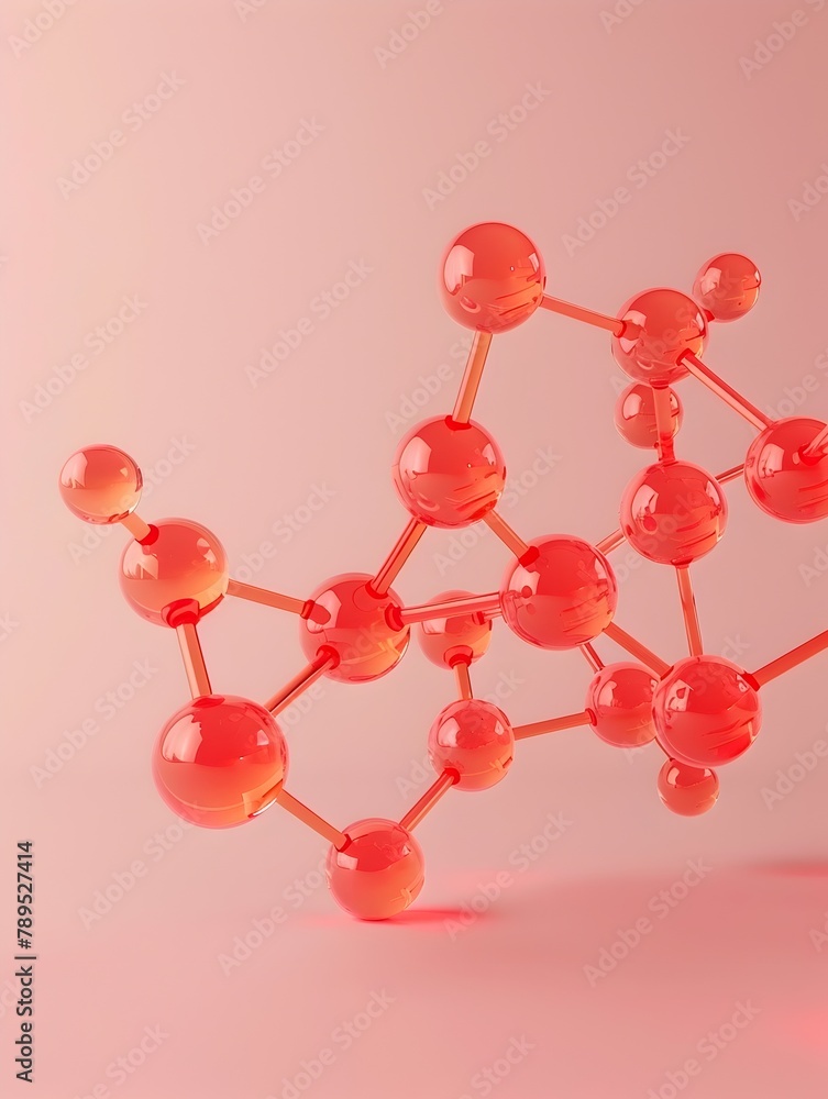 Poster minimalist 3d rendered of insulin molecule's basic structure