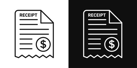 Financial Receipt Icon Set. Detailed tax and purchase invoice vector symbols for business.