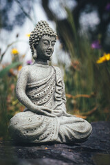 "Serenity in Nature: Buddha Meditating Amidst Natural Bliss"