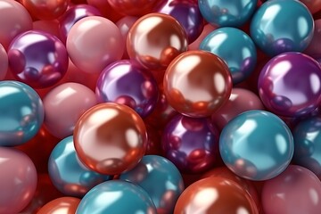 Colorful 3D Glossy Balls Background, Multicolor Shiny Balls Wallpaper, Rainbow Colorful Balls Background, 3D Balls Wallpaper, AI Generative