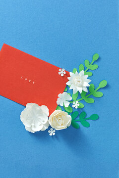 Greeting romantic card. Top view