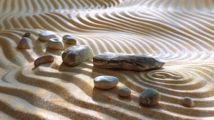 Fototapete Raked sand with stones in a zen garden © SashaMagic