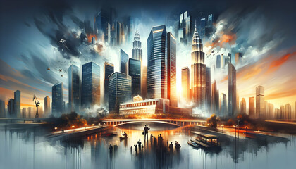 Corporate Canvas: City Architecture as a Canvas for Corporate Dreams and Ambition - Business Exposure Concept