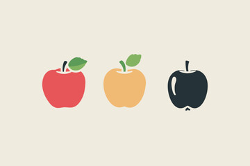 Simplistic apple illustrations in different colors.