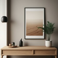Fototapeta na wymiar Modern Living Room Poster Mockup: Interior Design Concept