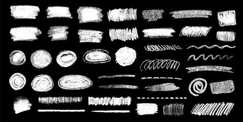 Vector collection of chalk drawn grunge design elements abstract doodles