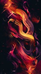 Luxurious abstract scene with red and golden liquid merging in a mesmerizing wavy pattern. Abstract multi color waves merging in a seamless modern design. Generative ai