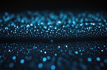 Abstract glitter black and blue lights background.
