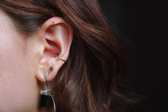 Woman with a conch piercing